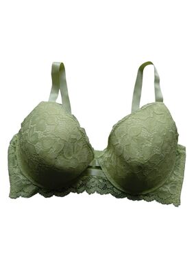 Black Fuchsia By Secret Lace Bra Underwire Padded Lime Lace Detail Top 42D